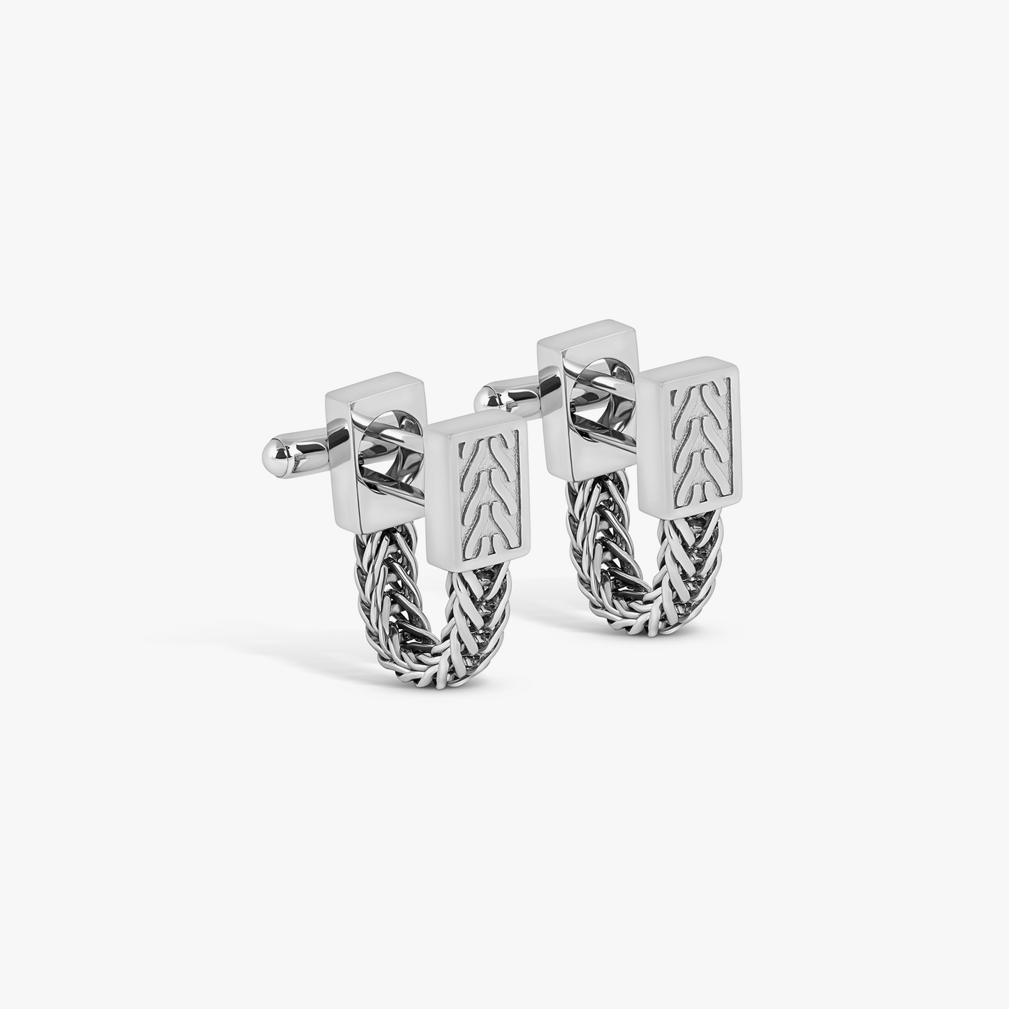 Coda Di Volpe Wrap Around Cufflinks in Rhodium Silver