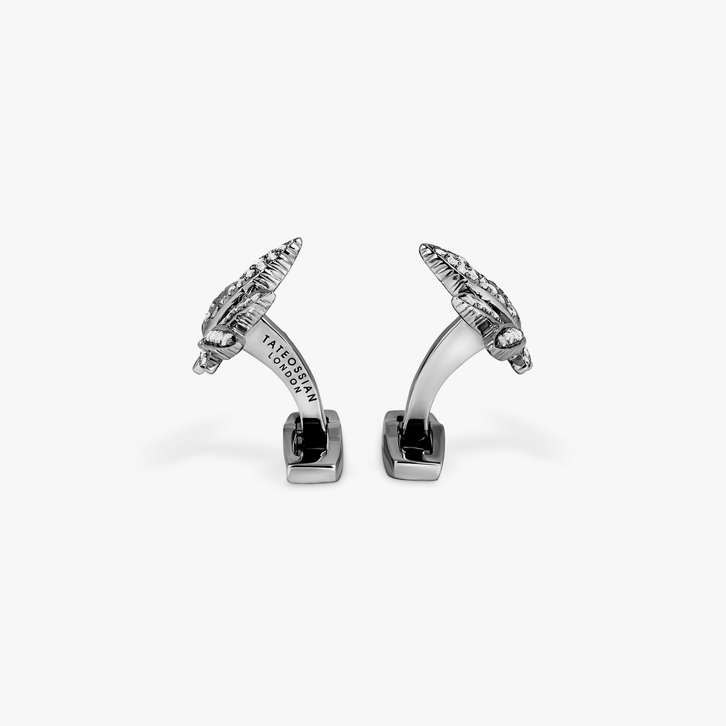 Indica Cufflinks in Black Rhodium Silver with White Sapphire