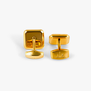 Spazio Square Cufflinks in Yellow Gold Plated with White Mother of Pearl