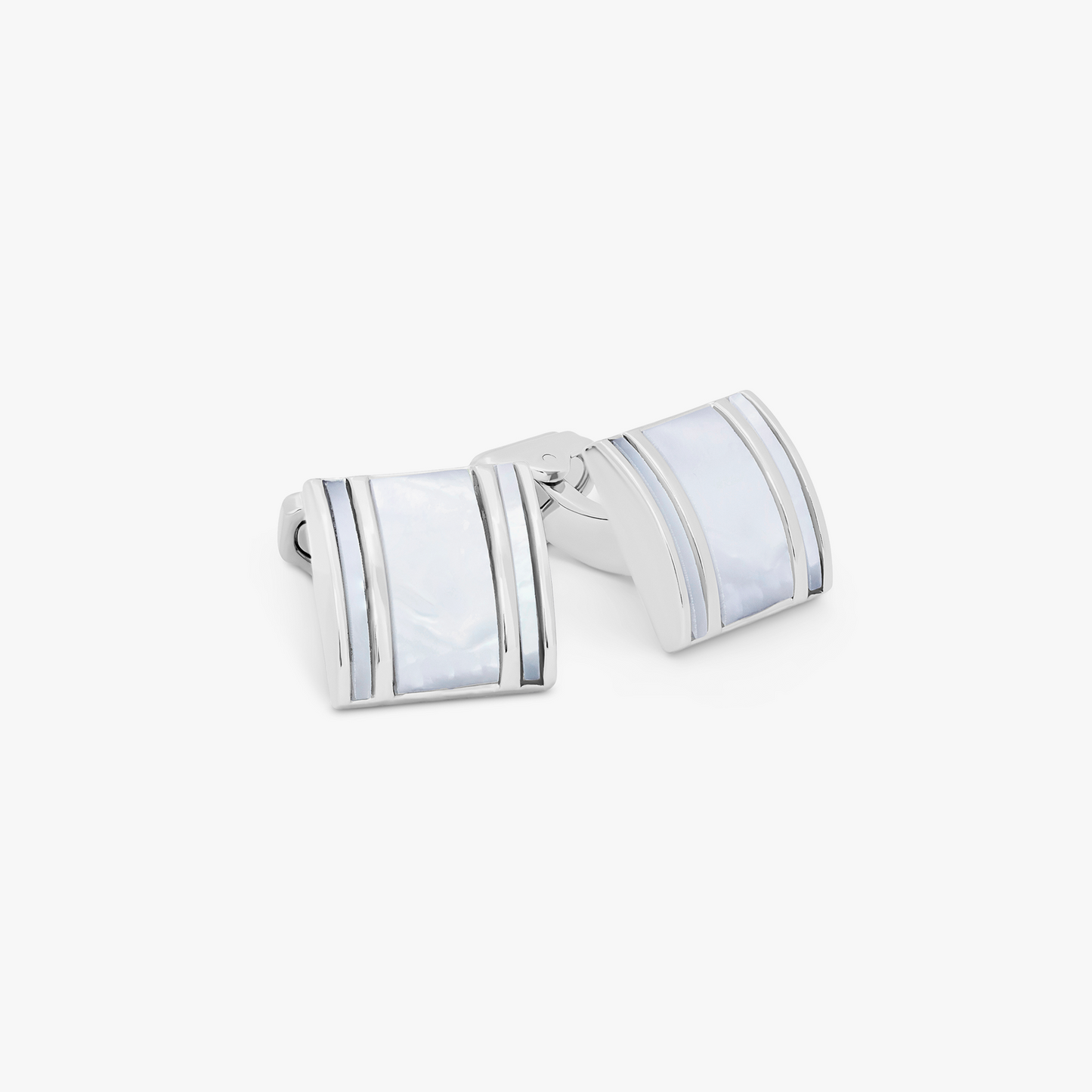 Thompson Silver White Bronze Plated D-Shape Semi Precious Cufflinks