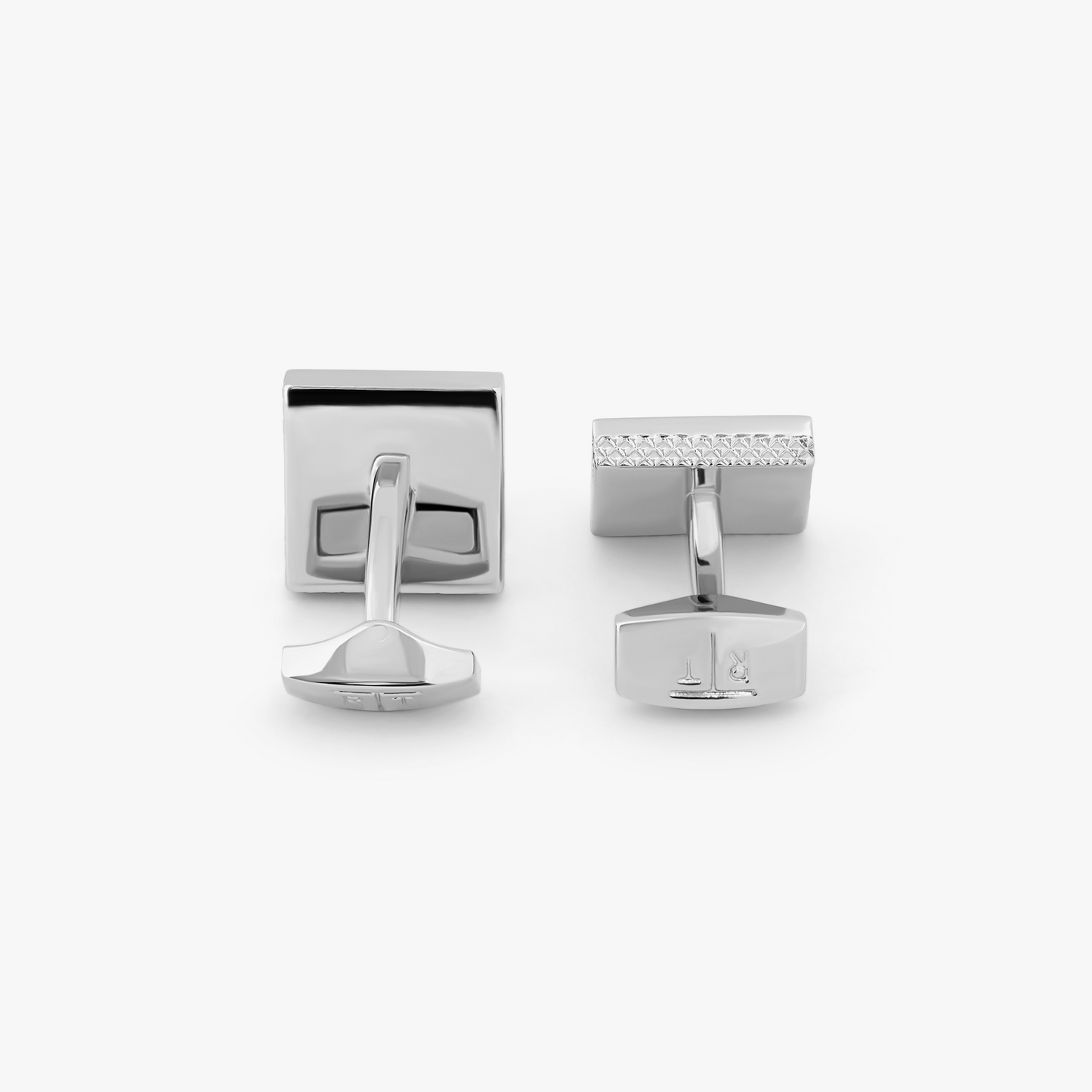 Palladium plated Geometric cufflinks with blue enamel