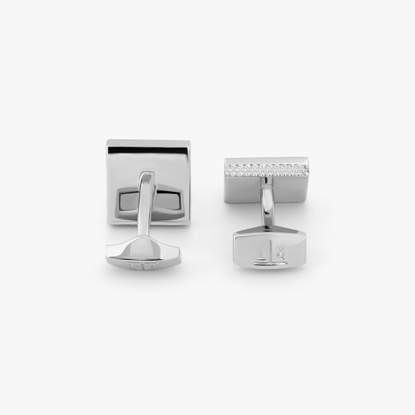 Palladium plated Geometric cufflinks with grey enamel