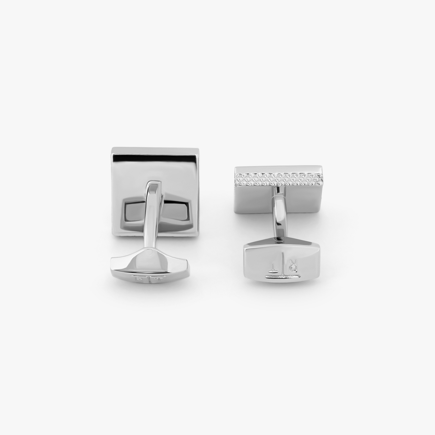 Palladium plated Geometric cufflinks with red enamel