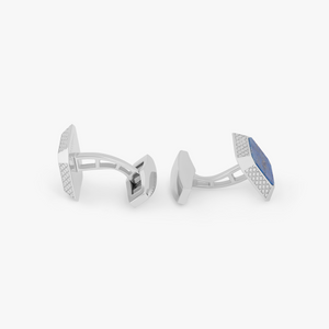 Rhodium plated sterling silver Signature Octo cufflinks with lapis