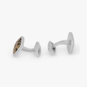Cable Jasper Cufflinks With Dalmation In Rhodium Silver (Limited Edition)