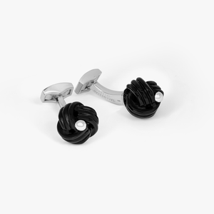 Sterling silver Knot cufflinks with onyx