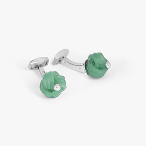 Sterling silver Knot cufflinks with aventurine