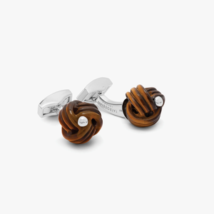 Sterling silver Knot cufflinks with tiger eye