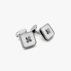 Button Paragon cufflinks with white mother of pearl (Limited Edition) in Gunmetal plated base metal