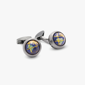 Globe Revolve Cufflinks With Lapis In Sterling Silver