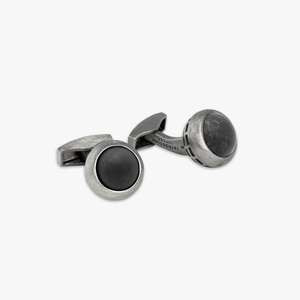 Sterling silver Revolve cufflinks with onyx in Black Ruthenium