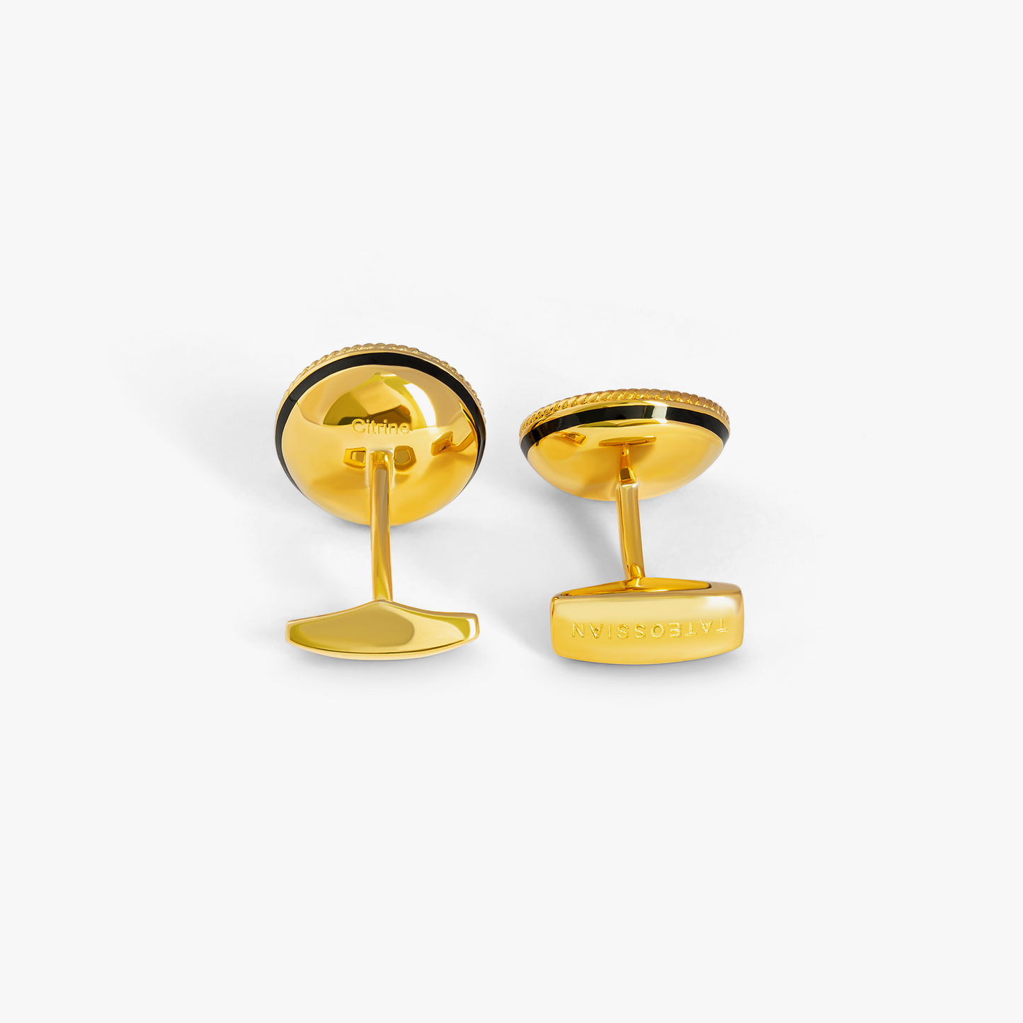 Yellow gold plated sterling silver Cable bowl cufflinks with citrine