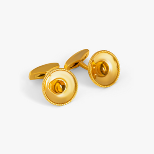 Yellow gold plated sterling silver Cable bowl cufflinks with citrine