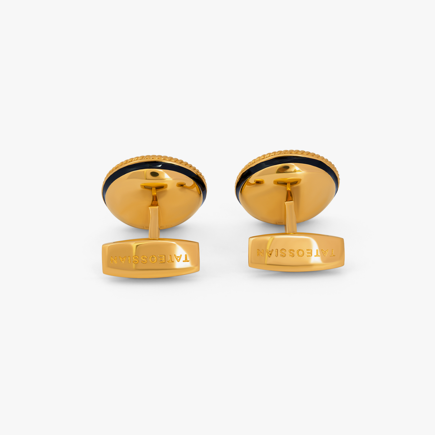 Yellow gold plated sterling silver Cable bowl cufflinks with topaz