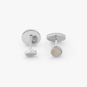Sterling silver Cable Oval cufflinks with moonstone
