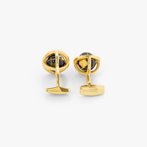 Blue Lapis Yellow Gold Plated Sterling silver Globe Cufflinks