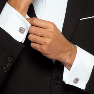 Rhodium plated sterling silver Refratto cufflinks with ametrine