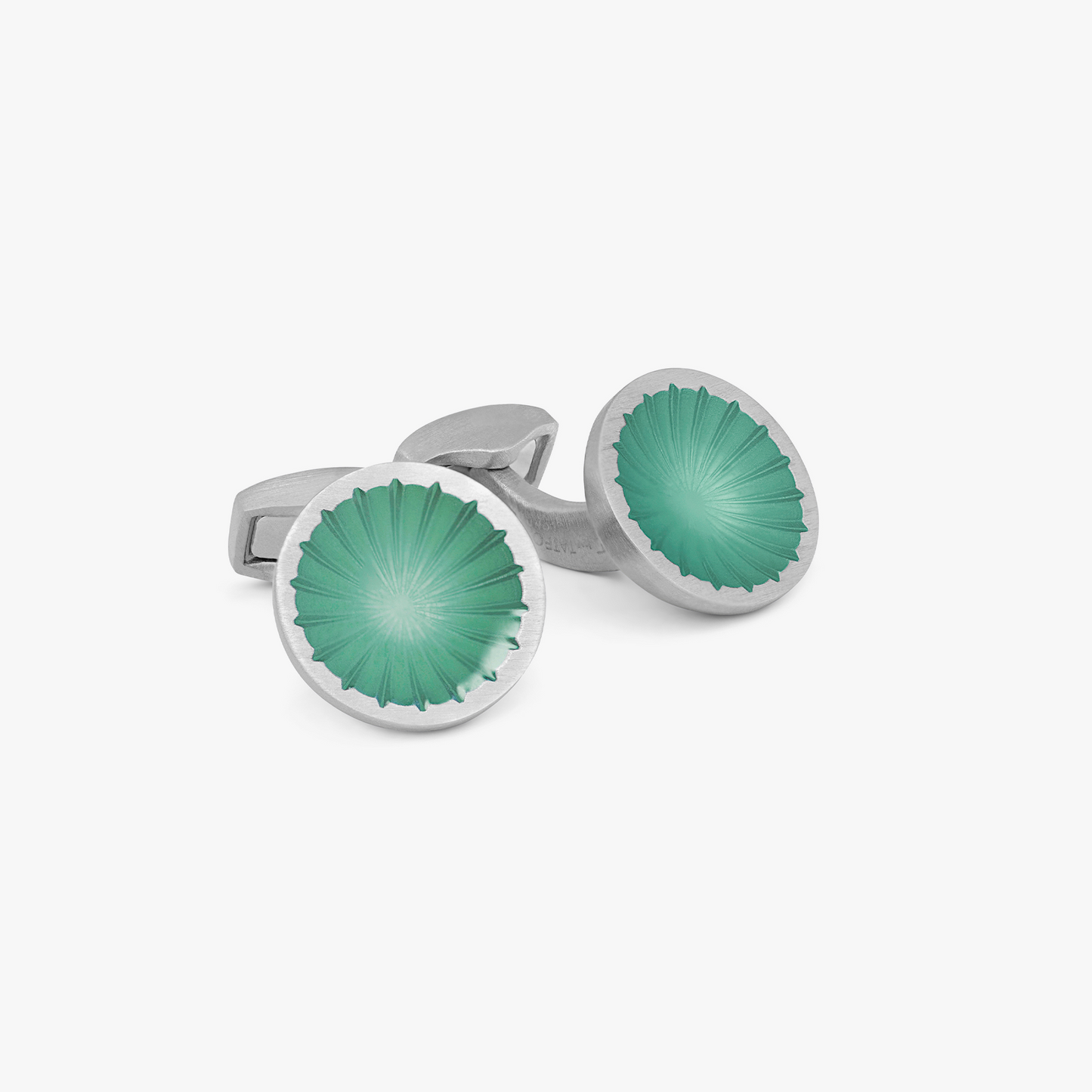 Starburst Bowl Cufflinks In Green With Palladium Plated