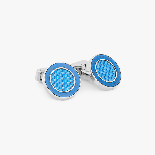 Thompson Blue Palladium Plated Curved Carbon CufflinksÂ   Â 