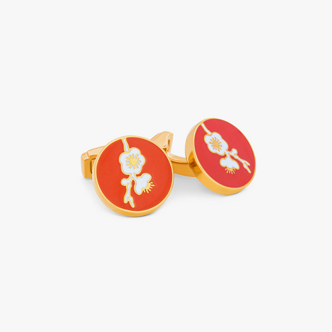 Thompson Red Yellow Gold Plated Blossom Cufflinks 