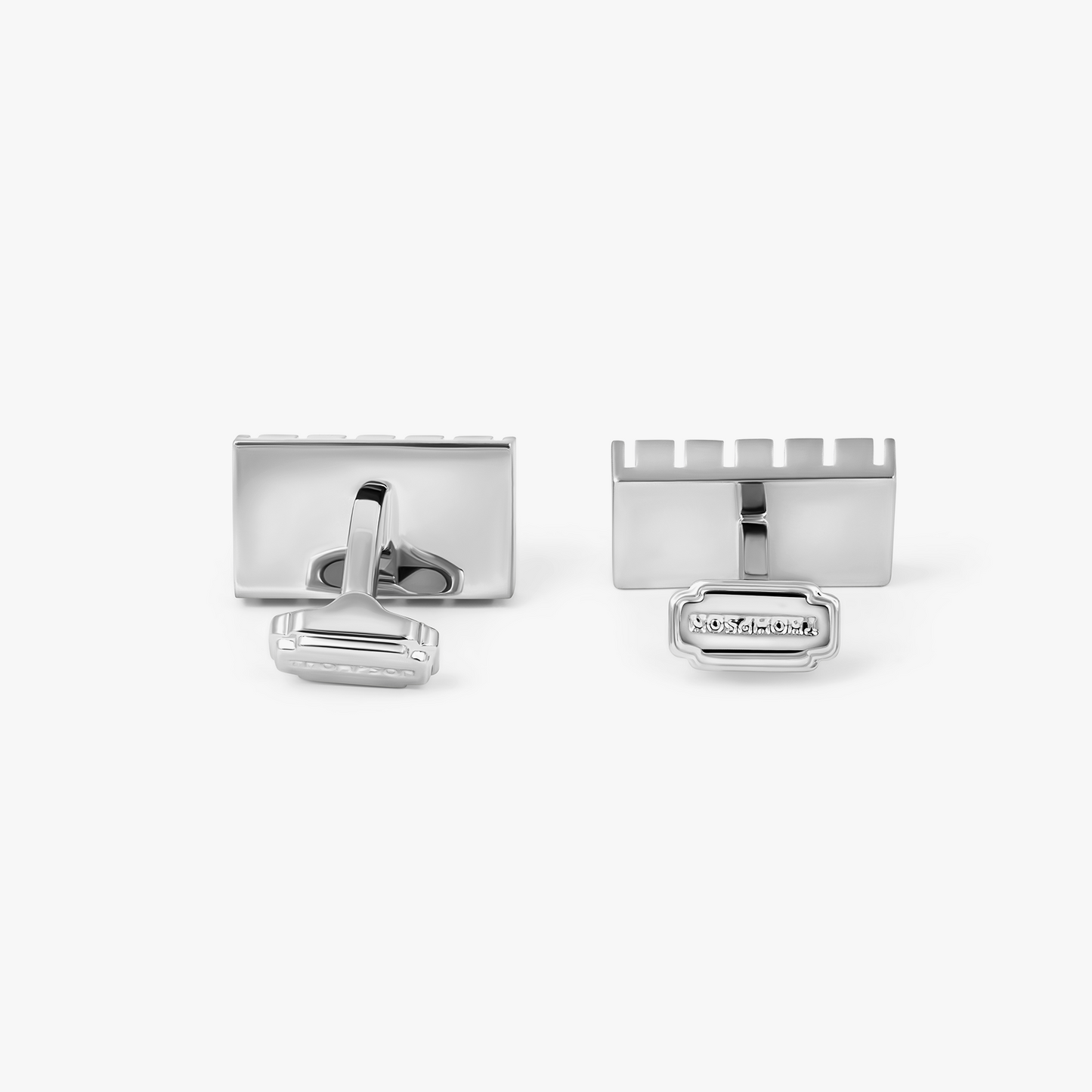 THOMPSON CZ Stripes Bar Cufflinks In Palladium Plated