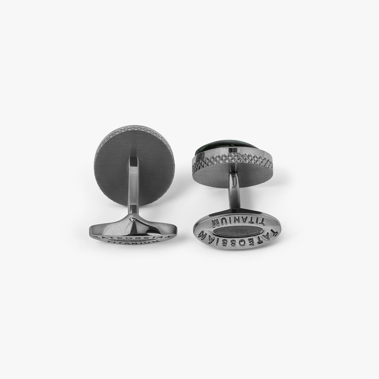 Titanium Classic Cufflinks In Black Line Stone