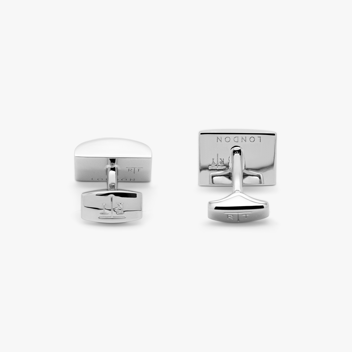 D Shape cufflinks with blue alutex in Palladium