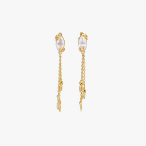 Wild Flower drop earrings in blue moon quartz and 14k gold plated sterling silver
