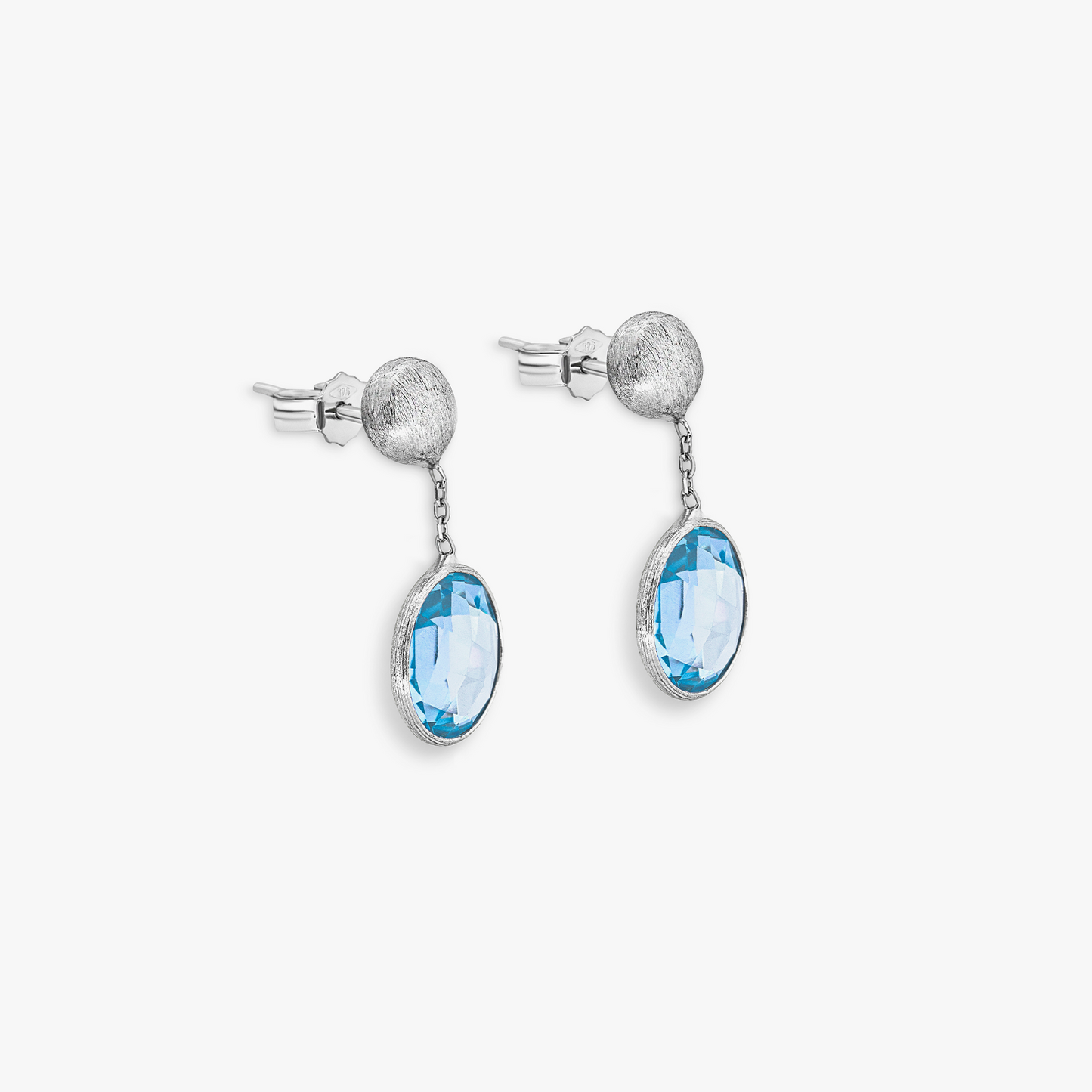 9K Satin white gold drop earrings with topaz (UK) 3