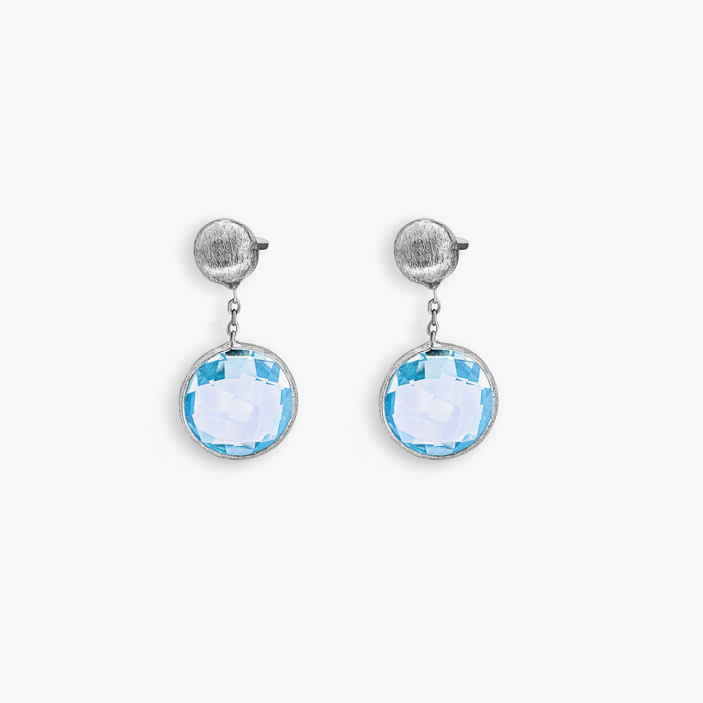 9K Satin white gold drop earrings with topaz (UK) 1