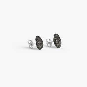 Sterling silver Pebble black diamond stud earrings