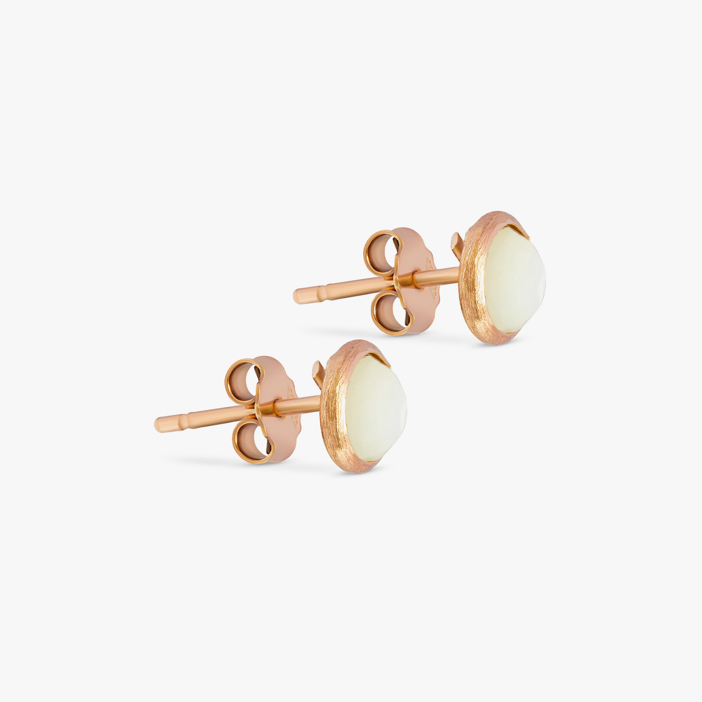 14K satin rose gold Kensington stud earrings with white mother of pearl