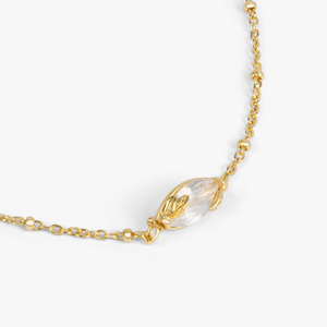 Wild Flower short necklace in blue moon quartz and 14k gold plated sterling silver