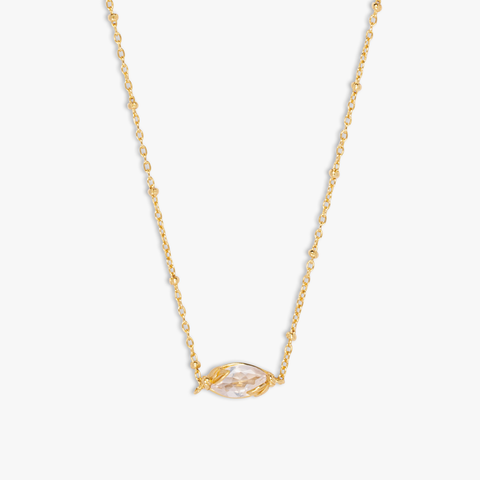 Wild Flower short necklace in blue moon quartz and 14k gold plated sterling silver