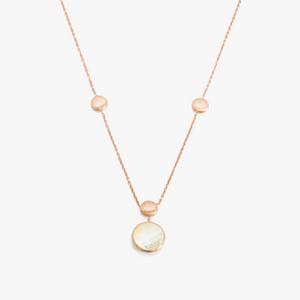 14K satin rose gold Kensington single stone necklace with white mother of pearl
