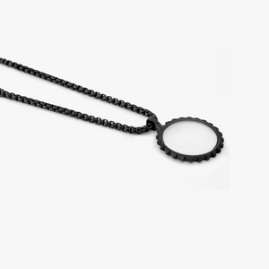 Black IP plated stainless steel Lens Gear necklace