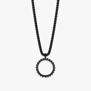 Black IP plated stainless steel Lens Gear necklace
