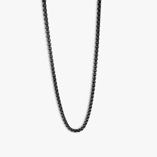 Classic Box Chain Necklace In Black IP Plated Stainless Steel