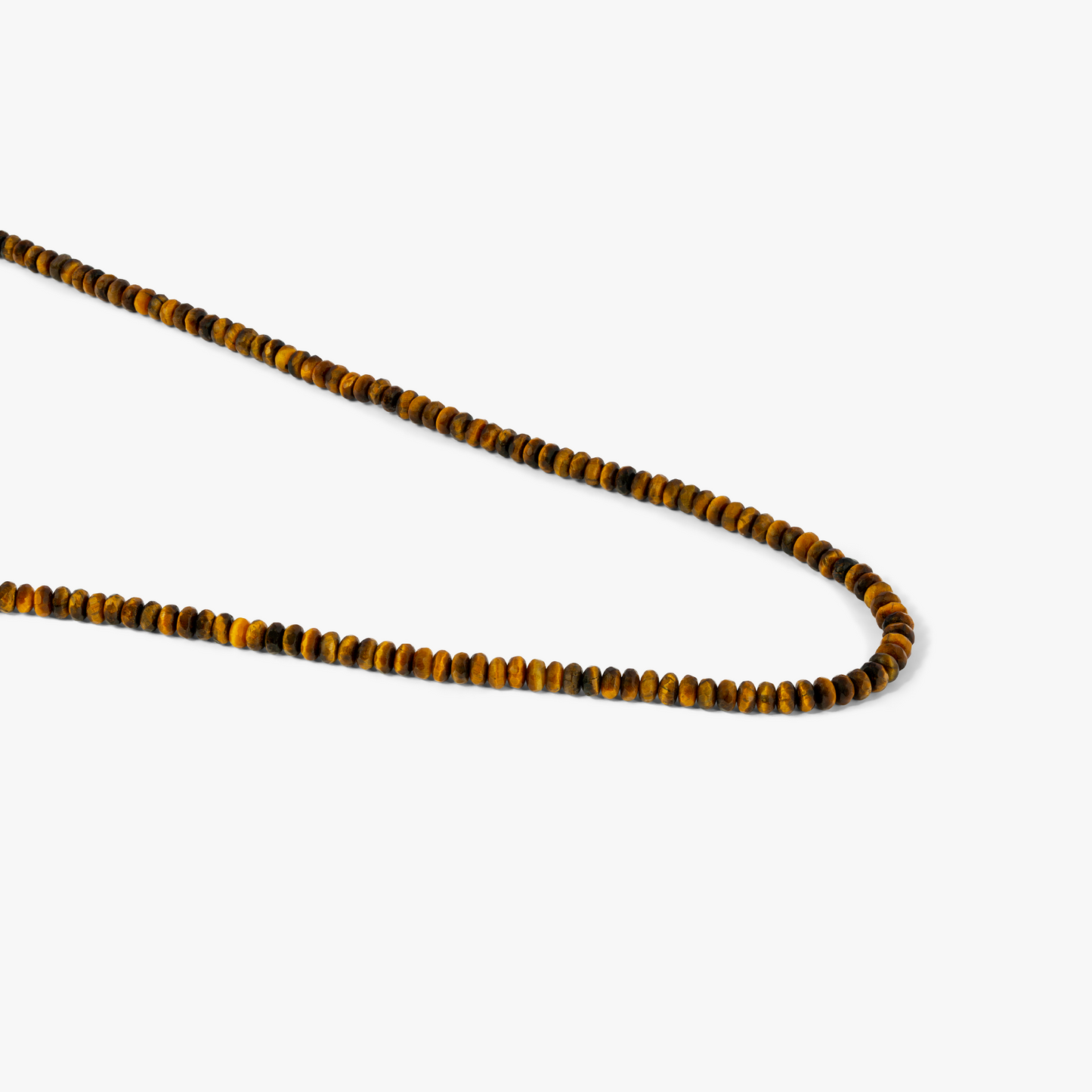 Nodo Beaded Necklace in Rhodium Silver with Brown Tiger Eye