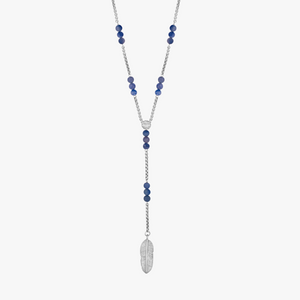 Capri Plume Necklace With Blue Aventurine & Rhodium Plated Silver