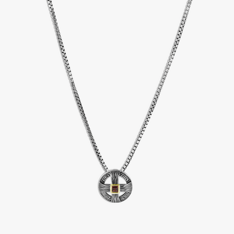 Yerevan Heritage Necklace With Red Garnet & Oxidised Sterling Silver
