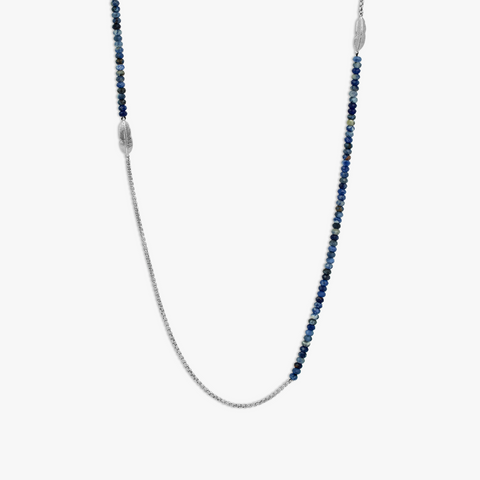 Ipanema Plume Necklace In Blue With Rhodium Plated Silver