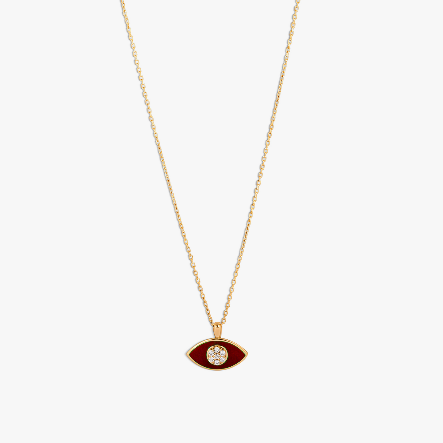 Marquise Diamond Pendant Necklace in 18K Rose Gold with Red Enamel