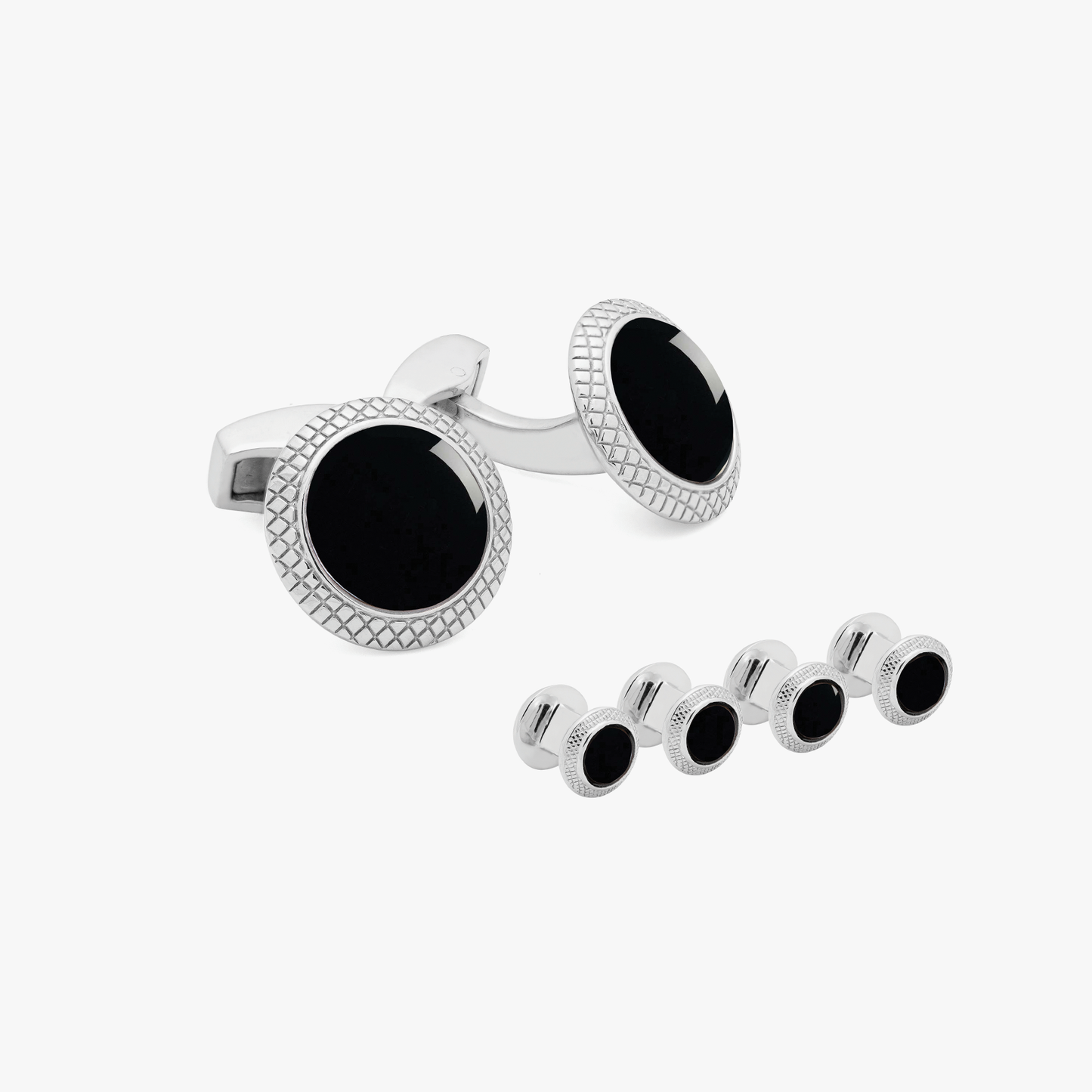 Bullseye Cufflinks And Studs Set With Black Onyx