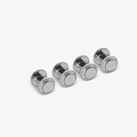 Classic Shirt Studs Set In Silver And Base Metal