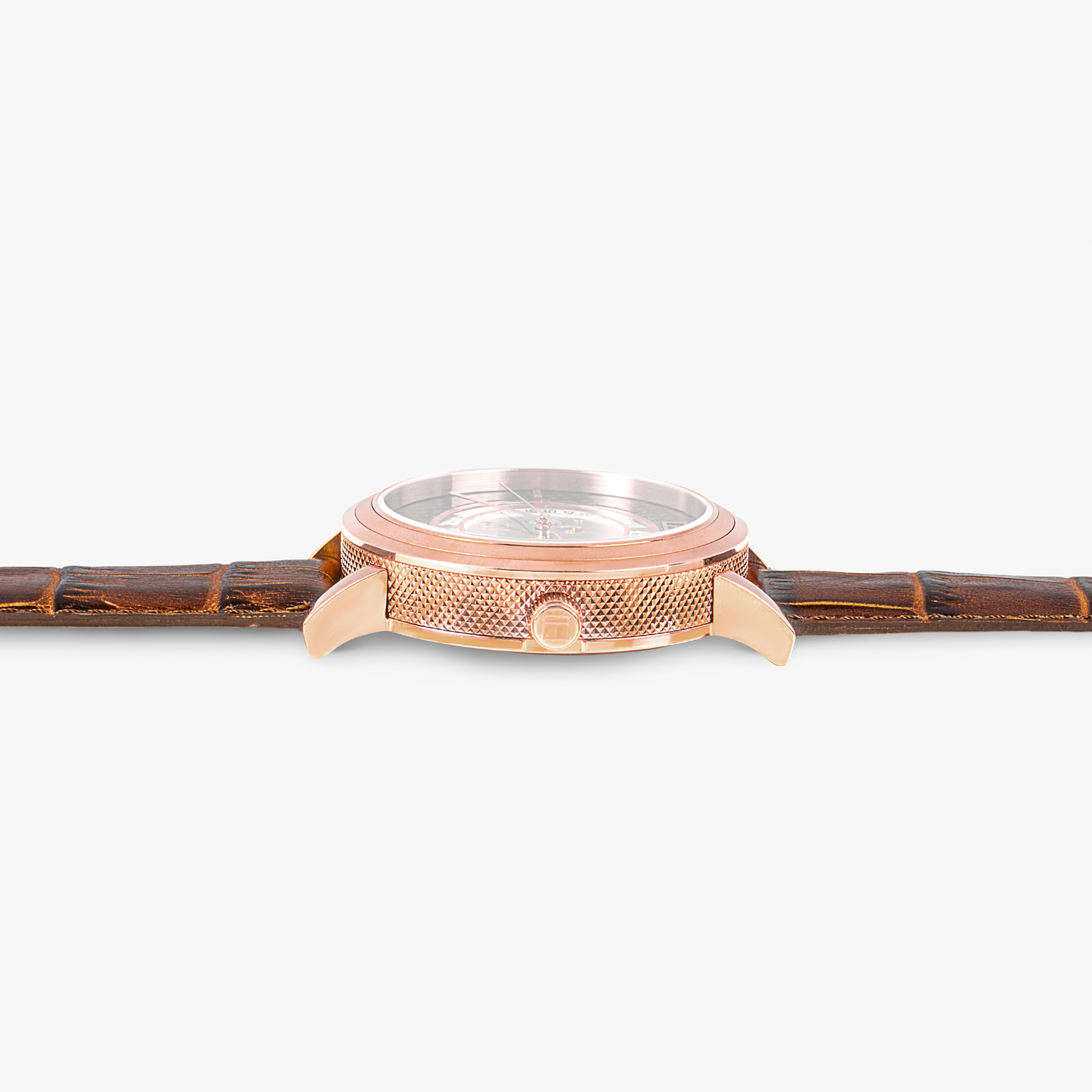 Esposto Leather Automatic Watch In Brown With Rose Gold Plated