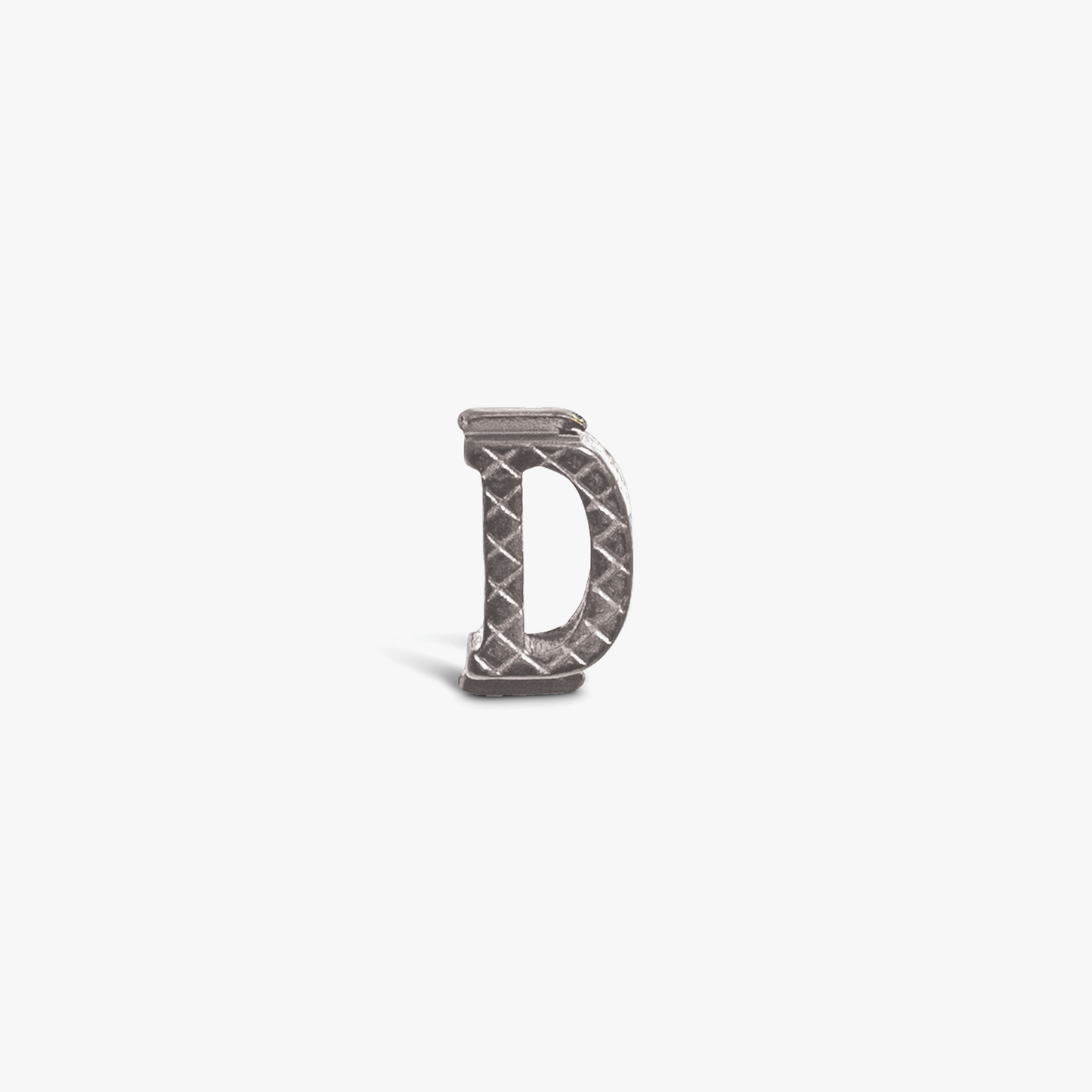 Letter D Grapheme Charm in Rhodium Plated Stainless Steel