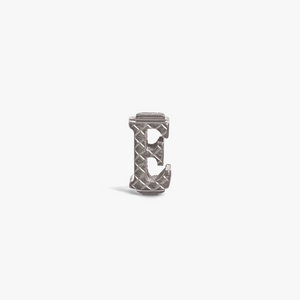 Letter E Grapheme Charm in Rhodium Plated Stainless Steel