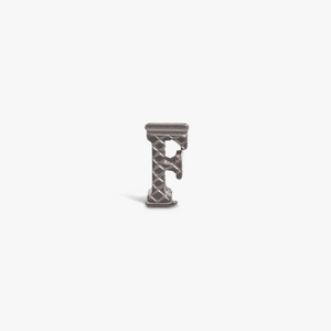 Letter F Grapheme Charm in Rhodium Plated Stainless Steel