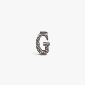 Letter G Grapheme Charm in Rhodium Plated Stainless Steel